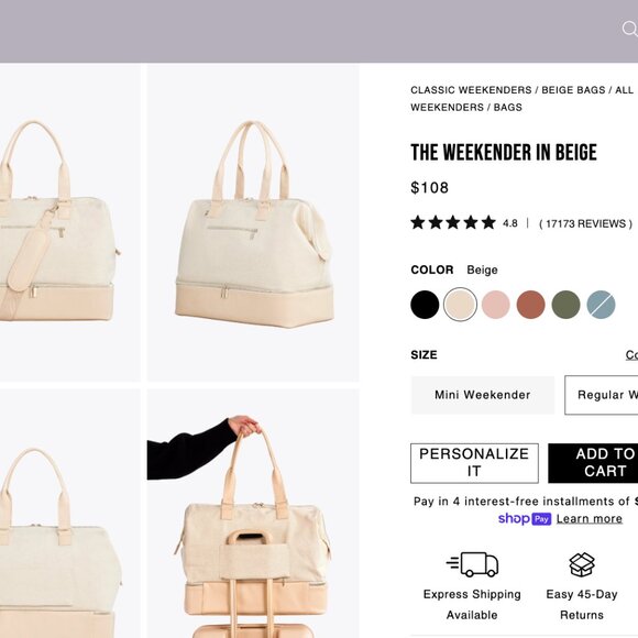 Beis The Weekender Bag in Beige - Picture 2 of 8